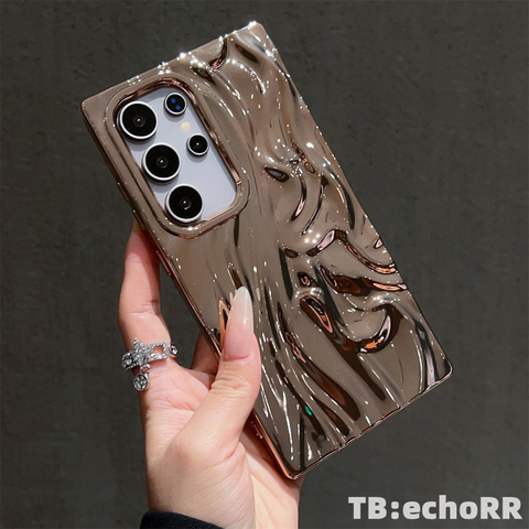 Chic Wavy Electroplated Glossy Magenta Samsung Phone Case