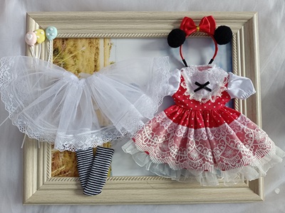 taobao agent Free shipping] 6 -point dress BJD skirt doll 1/64 point small cloth star Dewu suit Mickey 20 cm cotton doll