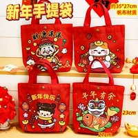 Новогодняя портативная холщовая сумка с застежкой-пряжкой, смешанная, 3 шт.