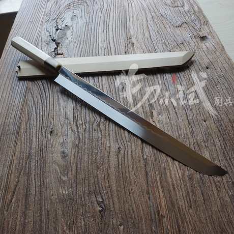 乡右马允义弘 本烧 加宽先丸白纸 章鱼刺身刀 配刀鞘 c级360