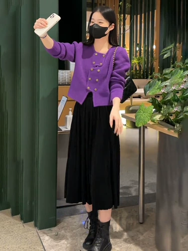 Демисезонный комплект, пуховик, юбка, изысканный стиль