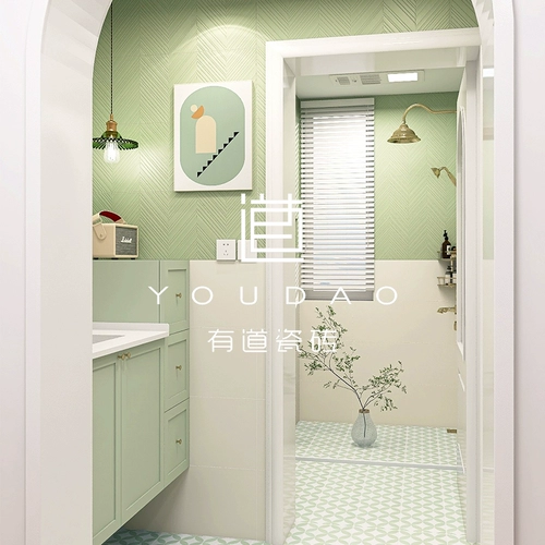 Youdao Свежая светло -зеленая плитка кухня ванная балкон балконная плитка фармар