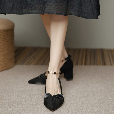 taobao agent Demi-season footwear high heels pointy toe, french style, 2023