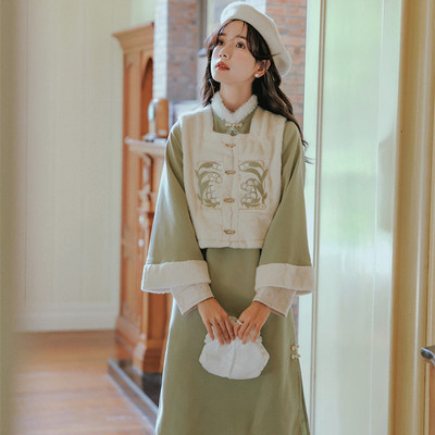 taobao agent Cheongsam, set, dress, vest, autumn, Chinese style