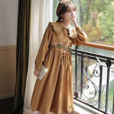 taobao agent Japanese cute demi-season advanced doll, retro dress with sleeves, high-quality style, bright catchy style, French retro style, with embroidery, long sleeve