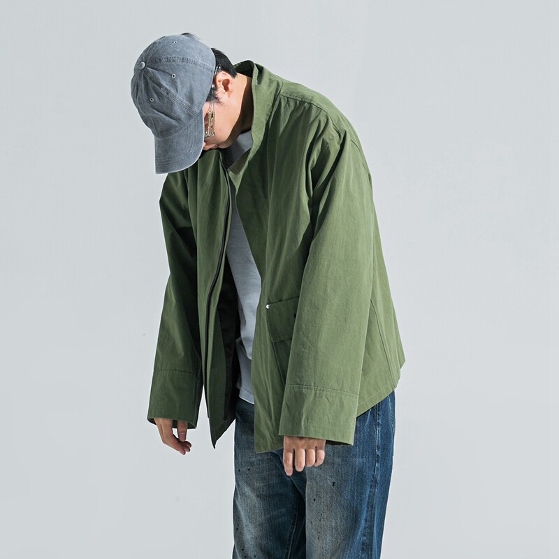 grinch 2017 aw日系工装原宿风中长款夹克男口袋拼接潮人街拍外套