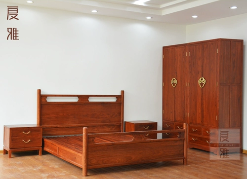 Мебель для кровати, комплект из натурального дерева для спальни, китайский стиль, 1.8м