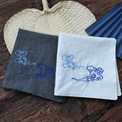 Хлопковый носовой платок, мужской двухэтажный шарф, с вышивкой, впитывает пот и запах, делается под заказ