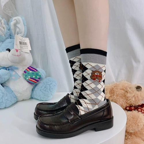 Летние японские милые мультяшные носки, с медвежатами, из ворсистого хлопка