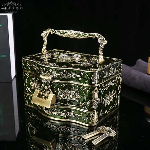 Металлическая ретро коробочка для хранения для принцессы, большое ювелирное украшение, аксессуар, кольцо, коробка для хранения, европейский стиль, зеркальный эффект