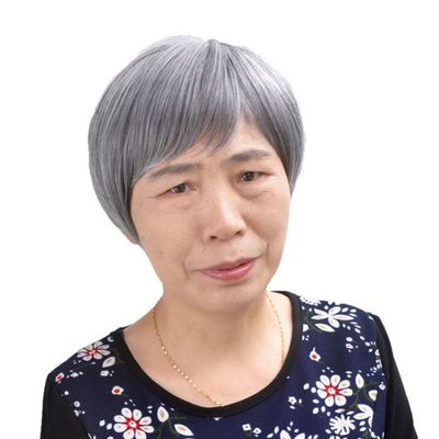 taobao agent The elderly white wig Old grandma gray short hair, the old lady, the short straight hair bald, the whole wig full head set