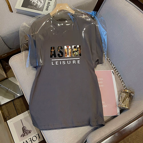 Tide, хлопковая ретро футболка с коротким рукавом, свободный крой, оверсайз