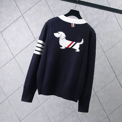 Мультяшный трикотажный свитер, кардиган, лонгслив, куртка, V-образный вырез