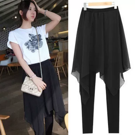 Summer set, leggings, shiffon skirt, Hong Kong, Korean style, plus size