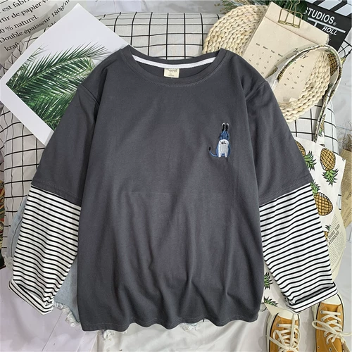 Хлопковая осенняя футболка для школьников, комплект, топ, лонгслив, оверсайз, 2019
