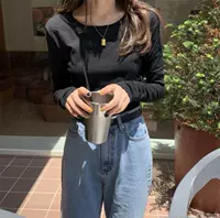 Брендовый осенний цветной приятный телу лонгслив для школьников, в корейском стиле, облегающий крой