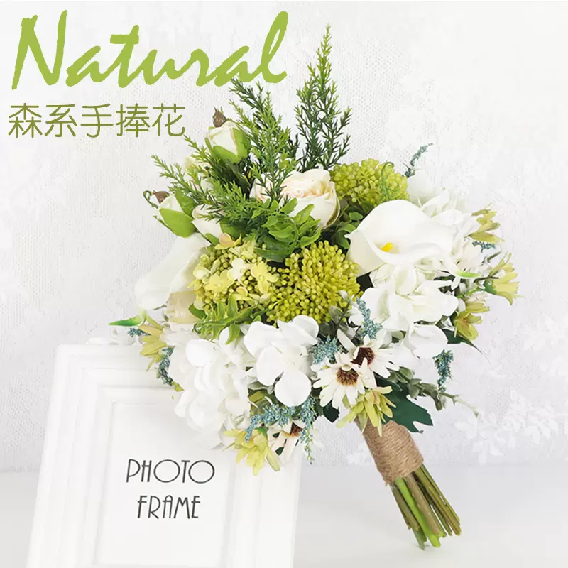 手捧花新娘中式韩式仿真鲜花结婚红花球清新森系高档拍照道具婚礼