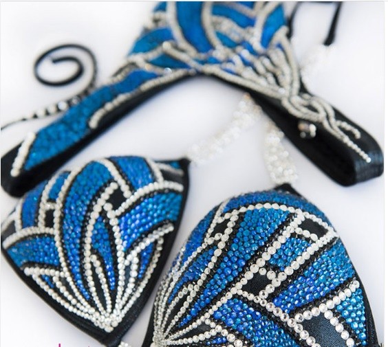 Сша марка сексуальный черный цвет синий кристалл цветок принт бикини регулируемый назад пересекать кружево сильный и красивый конкуренция служить