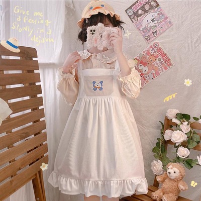 taobao agent Autumn Japanese cute suspenders, corduroy dress
