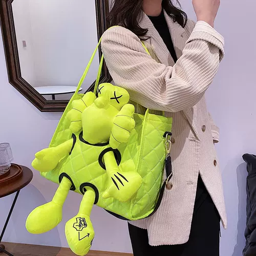 Нейлоновая мультяшная сумка через плечо, вместительная и большая сумка на одно плечо для отдыха, с вышивкой