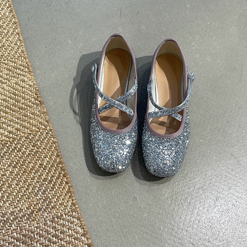 Обувь, серебряные блестки для ногтей, подходит с юбкой, туфли, коллекция 2023, французский стиль