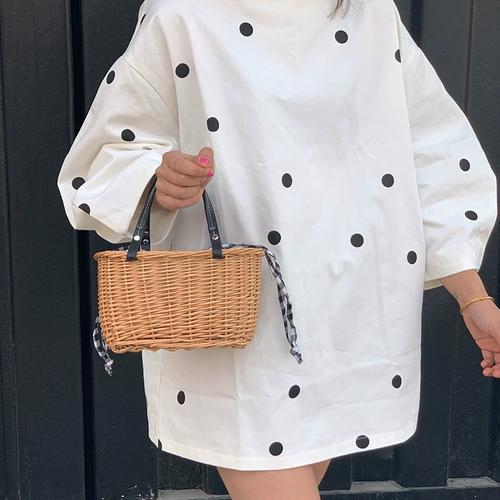 Уютные Zing Korean Ins, ветер Cao Bags Черно -белый чеци, черно -белый чеци