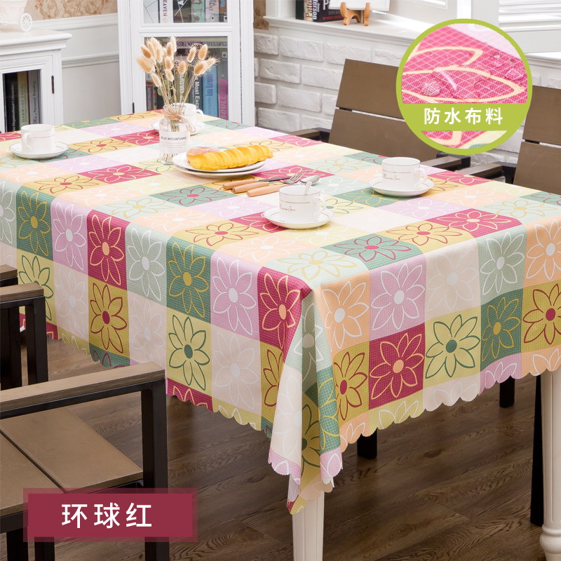 tablecloth, cotton and linen household tablecloth, waterproof, oil proof, non washable, rectangular tea table mat, dining table, high grade ins