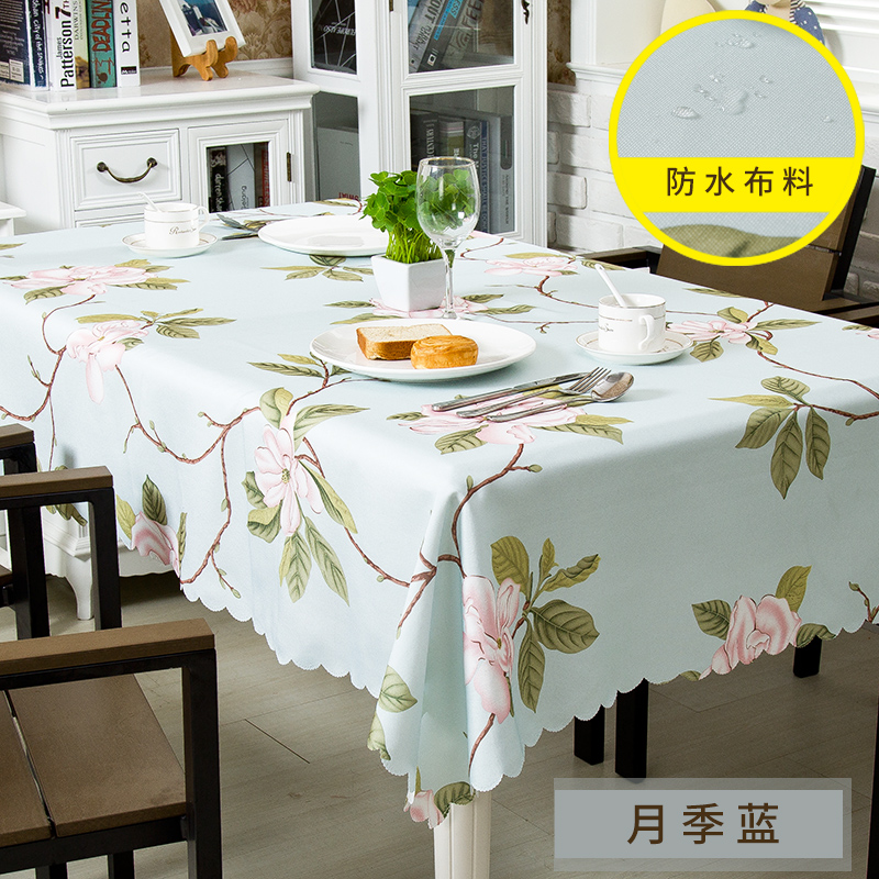 tablecloth, cotton and linen household tablecloth, waterproof, oil proof, non washable, rectangular tea table mat, dining table, high grade ins