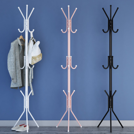 家裏人简易衣帽架落地卧室衣服架现代简约铁艺三角架挂衣架