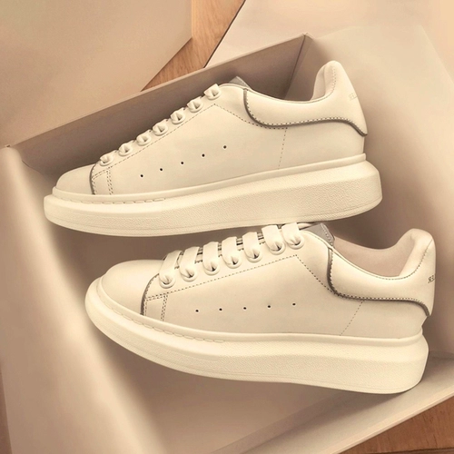 Белая обувь на платформе, высокие кроссовки, коллекция 2022, из натуральной кожи, осенняя