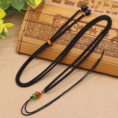 Плетеное ожерелье из шнура ручной работы подходит для мужчин и женщин, изумрудная золотая подвеска, аксессуар, браслет из красной нити, регулируемый ремешок