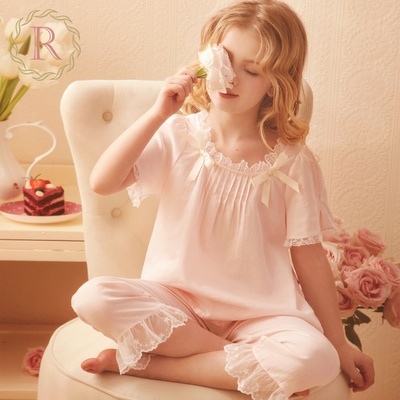 taobao agent Cotton pijama for princess, cute children's sleeves, with short sleeve