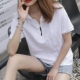 Mùa hè năm 2021 phong cách mới có mũ trùm đầu ngắn tay áo thun cotton của phụ nữ Hàn Quốc áo sơ mi cotton rộng rãi đáy áo giản dị hàng đầu - Áo phông
