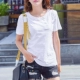Mùa hè mới Hàn Quốc áo sơ mi nhỏ ngắn tay áo thun cotton tinh khiết của phụ nữ màu rắn slub cotton nửa tay áo thun của phụ nữ áo sơ mi lỏng lẻo - Áo phông