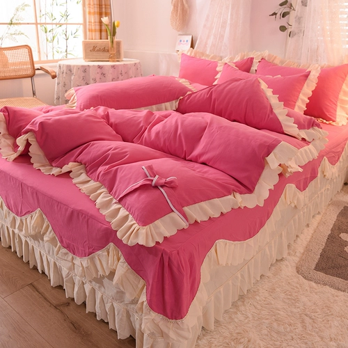 Двухэтажный комплект, покрывало, хлопковый пододеяльник, в корейском стиле, 4 предмета