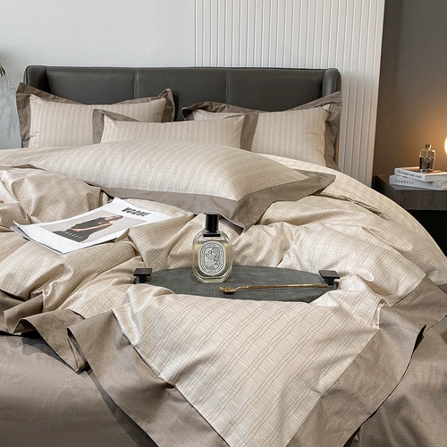 Хлопковая простыня, высококлассный комплект, хлопковое одеяло, пододеяльник, покрывало, легкий роскошный стиль, 100 шт, 4 предмета