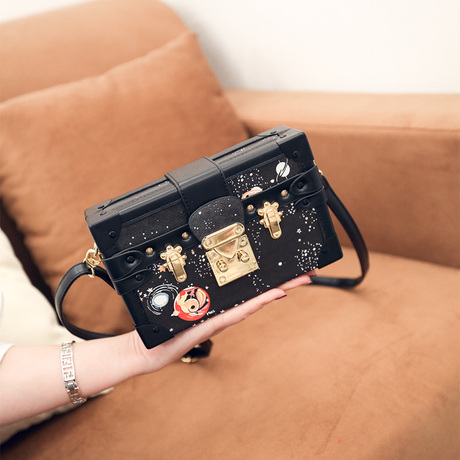 欢乐颂王子文曲筱绡明星同款女包小方包方盒子箱包新款星空小包包