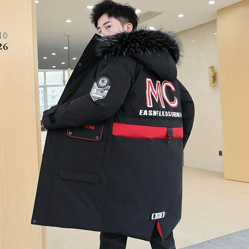 Длинная куртка для мальчиков, трендовый пуховик с пухом, плащ, 2020 года, в корейском стиле
