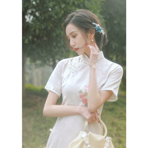 Ретро ципао, легкое летнее платье, юбка, коллекция 2023, светлый стиль, изысканный стиль