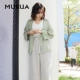 MURUA phụ nữ Nhật Bản phong cách mùa thu thắt eo áo sơ mi thanh lịch cổ chữ V dài tay áo sơ mi đơn giản thời trang hàng đầu - Áo sơ mi dài tay
