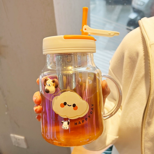 Стеклянная чашка девочки высокая стоимость лица летняя чашка с высокой температурой