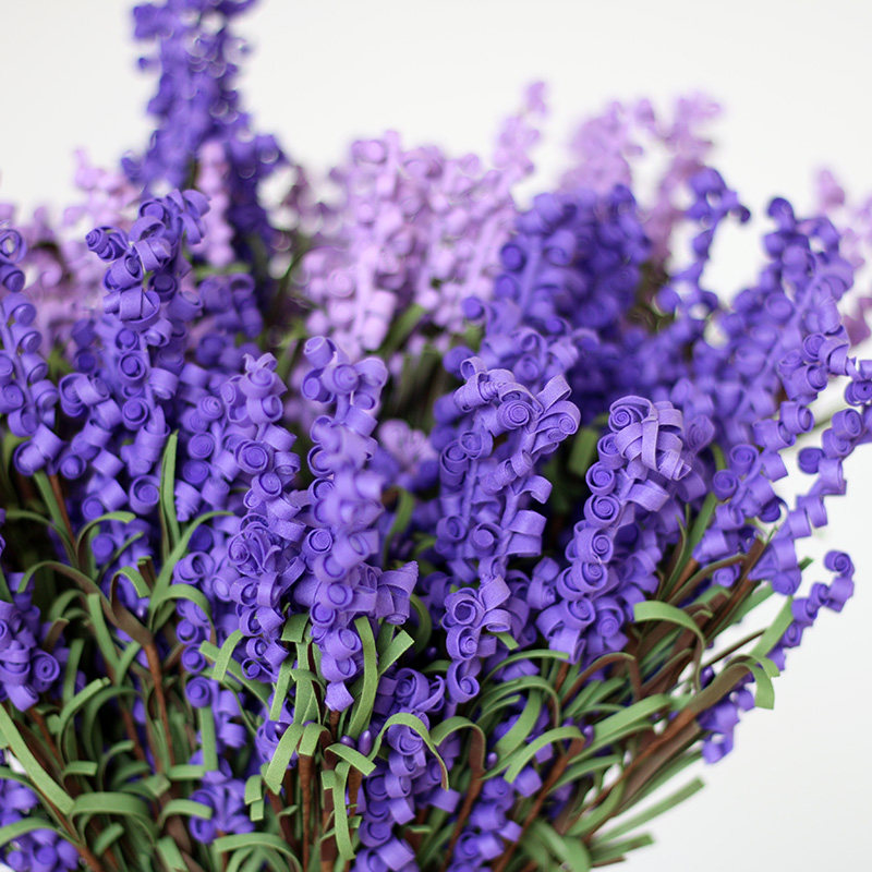 一森 紫色仿真花薰衣草 卷皮pe花束高档田园假花吊篮客厅装饰摆设
