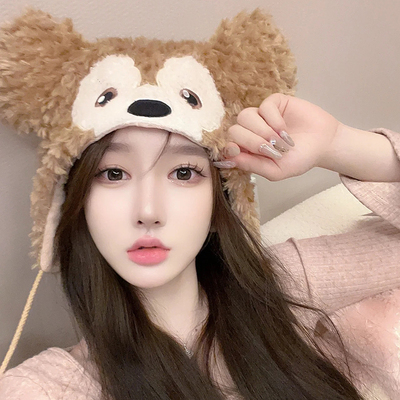 taobao agent Plush cartoon style keeps warm autumn and winter women's thickened Diffi bear care ear cap Korean versatile lovely face