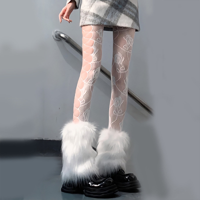 taobao agent Keep warm velvet demi-season white socks, increased thickness