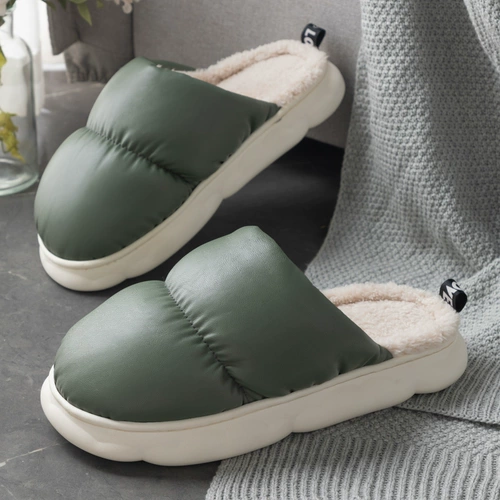 Флисовые удерживающие тепло нескользящие демисезонные тапочки на платформе