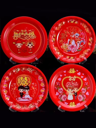 Свадебная чайная панель Свадебный банкет Большой красный поднос Свадебный свадебный водяной тарелка с фруктами.