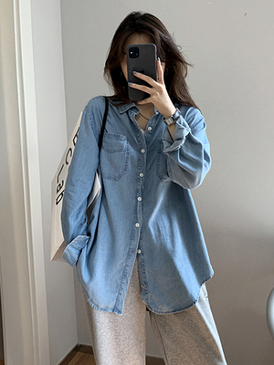 taobao agent Denim summer retro thin jacket, autumn, french style, 2022 collection, long sleeve