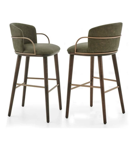 Nordic Light Luxury Bar Стул Простой дерево из нержавеющей стали из нержавеющей стали