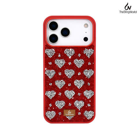 Bling World Hearts Rhinestones iPhone Polka Dot iPhone Case for iPhone 17, iPhone 17 Pro and iPhone 17 Pro Max