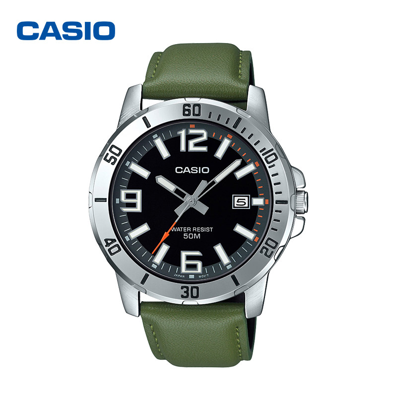 卡西欧海外旗舰店官网官方经典休闲商务钢带防水手表mtp-vd01系列